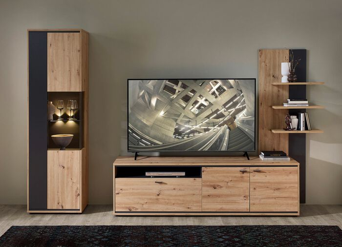 Wandmeubel met LED-verlichting ARTISAN EIKEN-GRAFIET