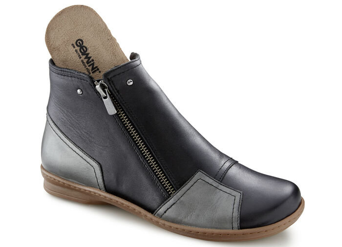 Gemini enkellaarsjes met decoratieve ritssluiting ZWART-GRIJS