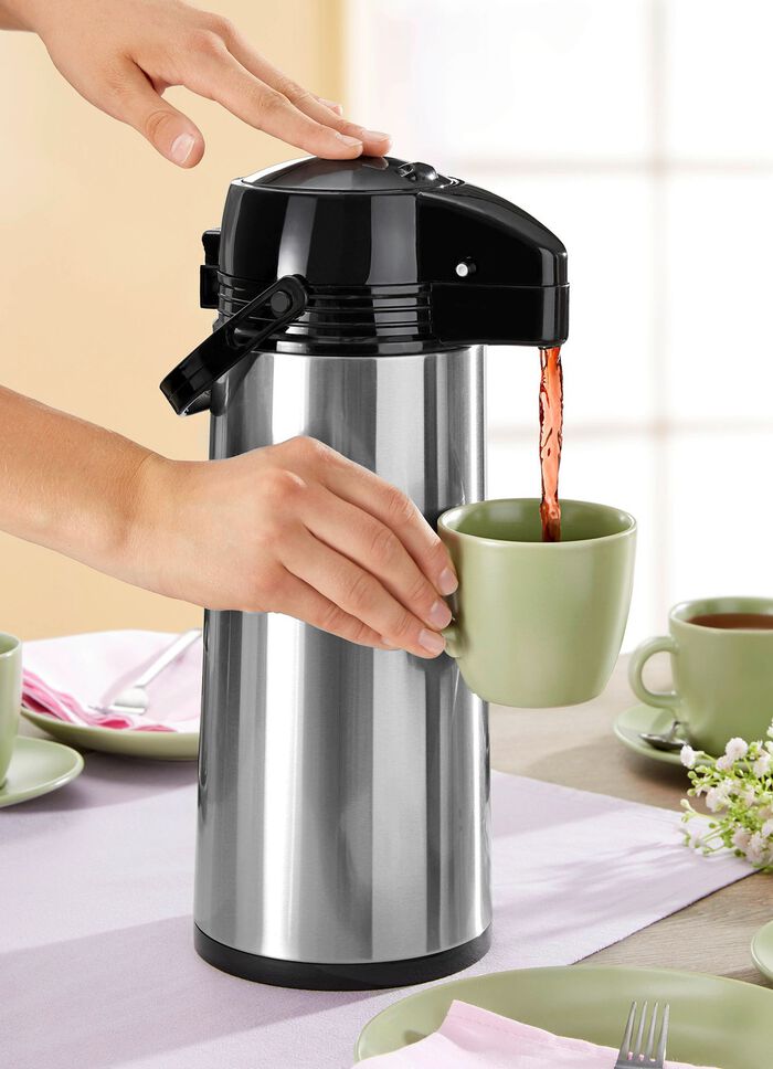 Pompbediende vacu&uuml;mfles van roestvrij staal 