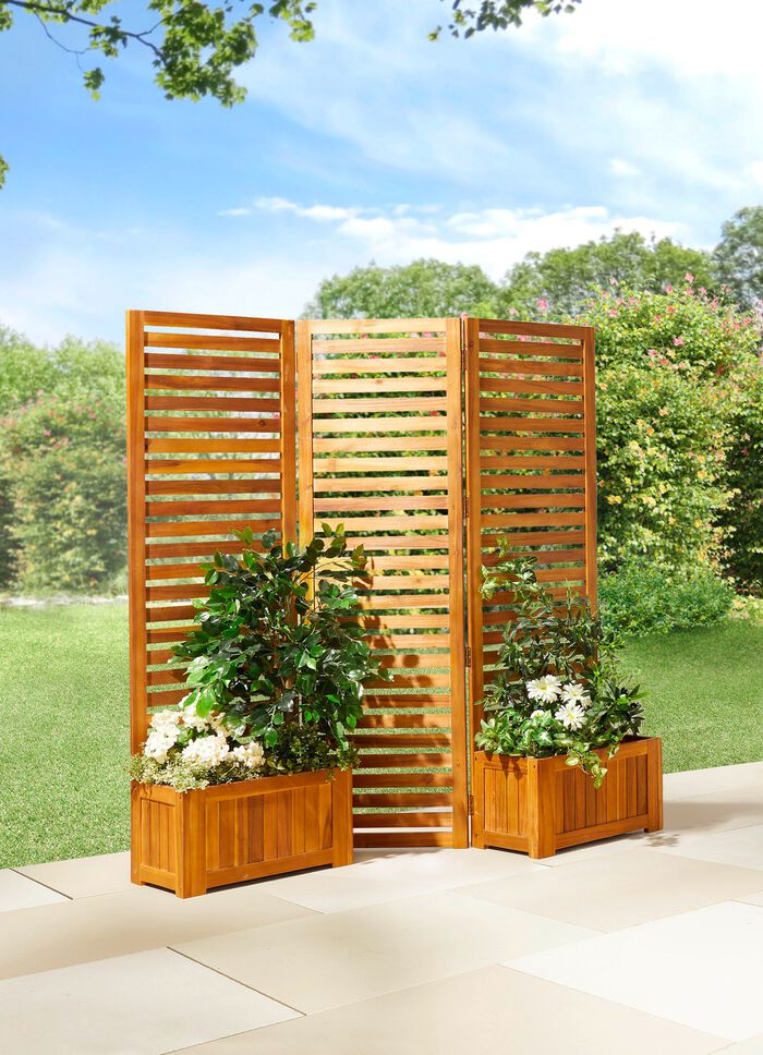 Acaciahouten scherm met 2 dozen 