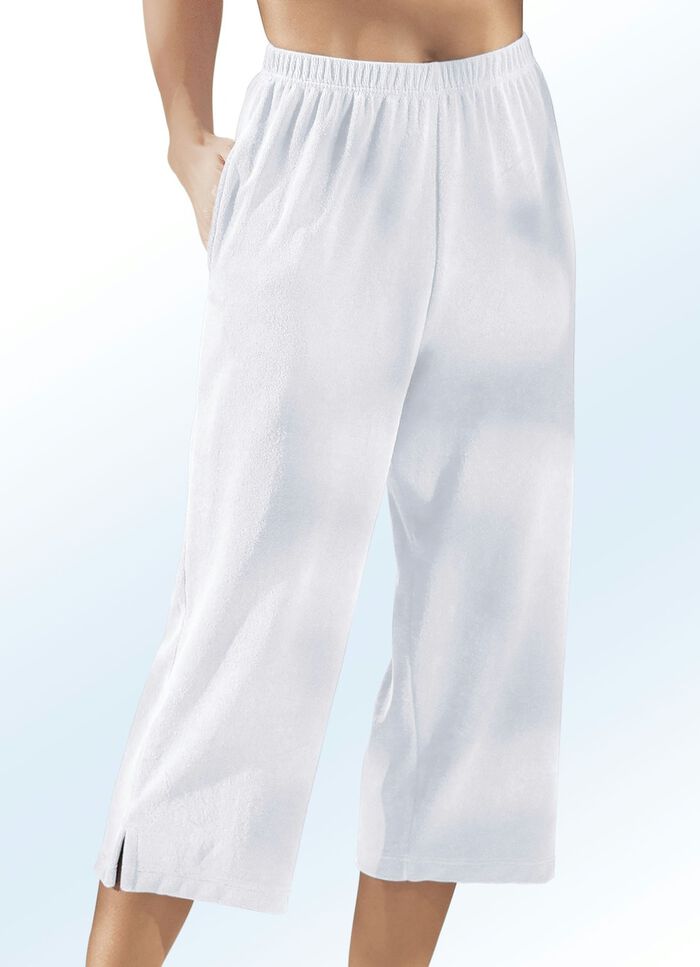 Caprivormige broek van badstof WIT