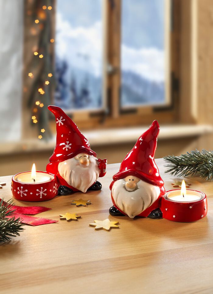 Theelichthouders, set van 2, van dolomiet 