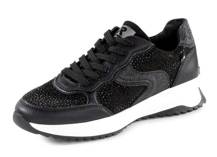 Rieker sneakers met glittersteentjes ZWART