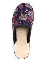 Set van twee gevoerde damespantoffels, breedte H, met textielprint 1X BORDEAUXROOD, 1X MARINEBLAUW