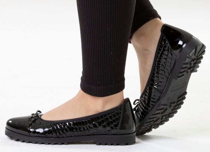 ELENA EDEN, elegante damesballerina's, breedte G, met elastische band ZWART