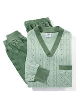 Pyjama met V-hals en manchetten LINDENGROEN