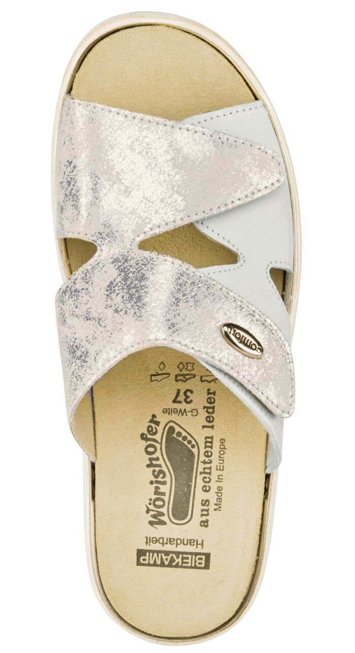 ELENA EDEN muiltjes met W&ouml;rishofer kurkleren voetbed ECRU