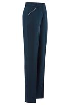 Broek met zilverkleurige contrasterende biezen 