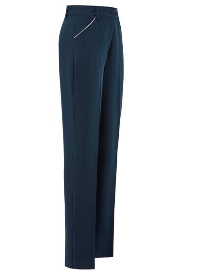 Broek met zilveren contrastbies 