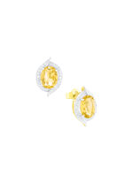 Wondermooie oorbellen met echte citrien en diamanten 