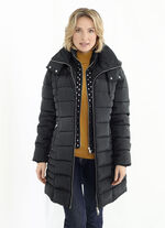 Lange jas met lussen op de afneembare capuchon 