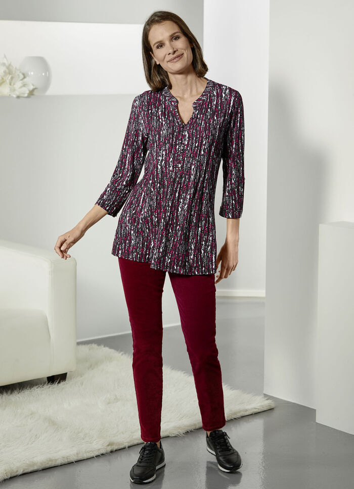 Corduroy broek in pull-on-stijl BORDEAUX