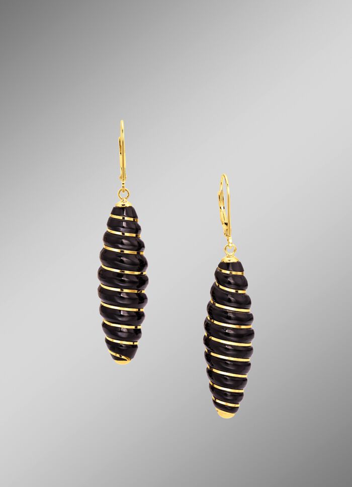 Oorbellen met echte zwarte agaat 