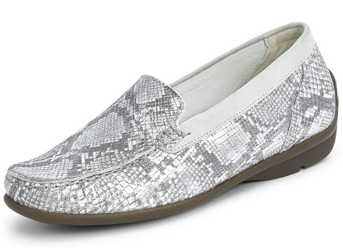Waldl&auml;ufer mocassinpantoffels met een modern reptielreli&euml;f MATZILVER