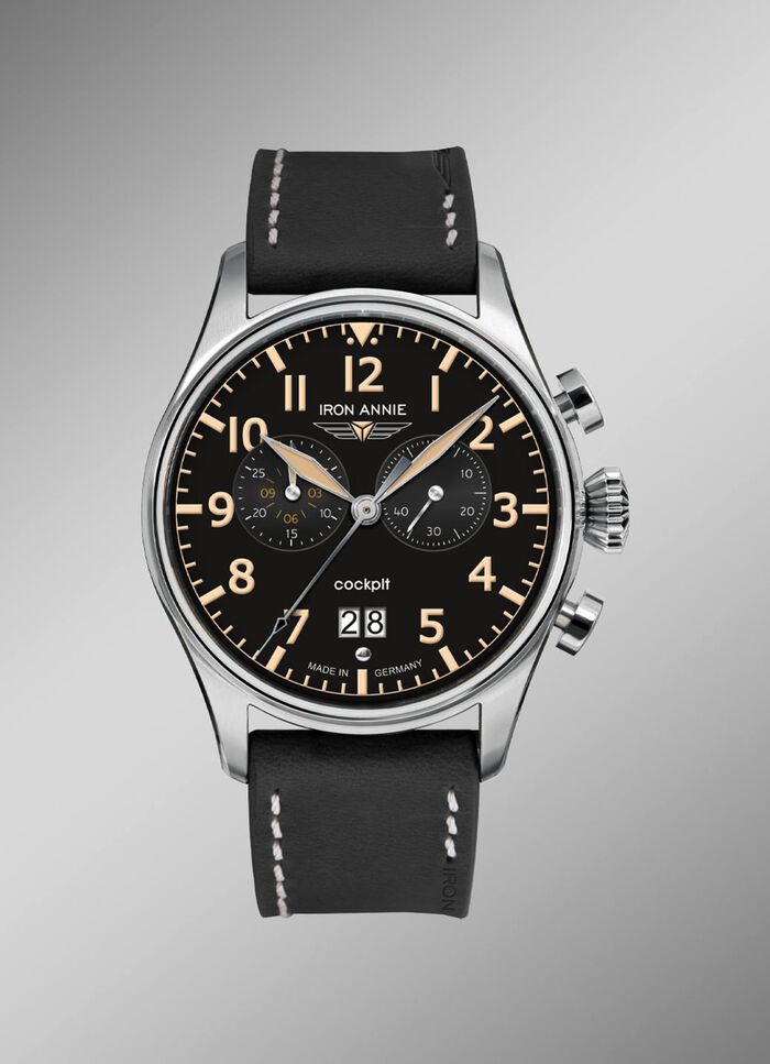 Quartz chronograaf uit de serie &ldquo;Iron Annie Cockpit&rdquo;. 