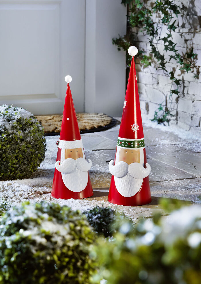 Metalen Kerstman beeldjes, set van 2 