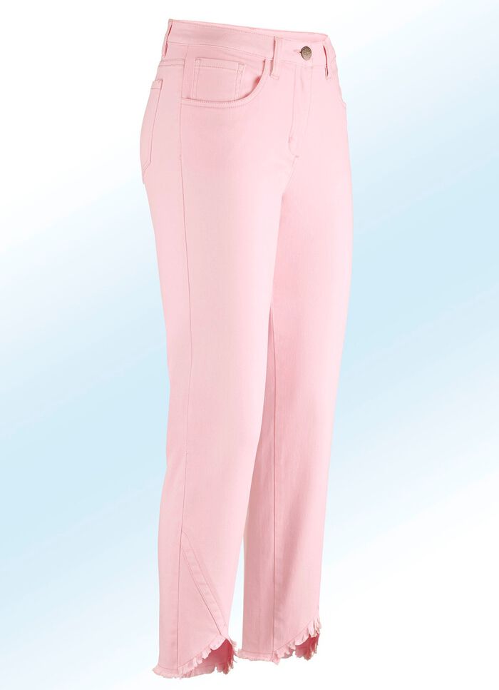 7/8-broek met interessante franjes aan de zoom 