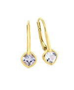 Klassieke oorbellen met ring. Blauwe topaas 