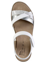ELENA EDEN, modieuze damessandaal, breedte H, met uitneembaar voetbed WIT-ZILVER
