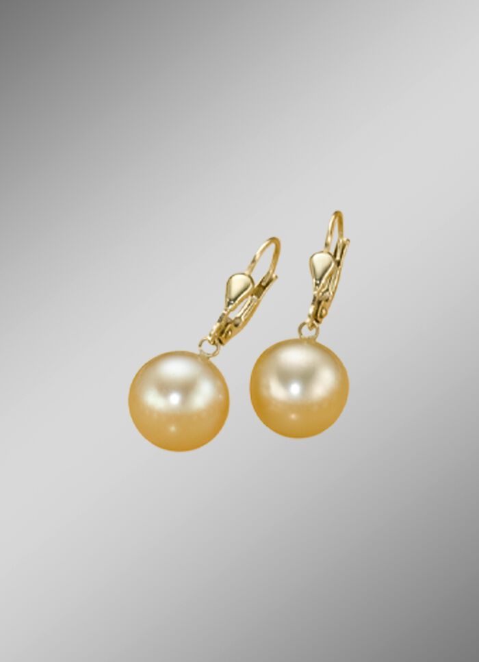 Oorbellen met gouden Zuidzee parels 
