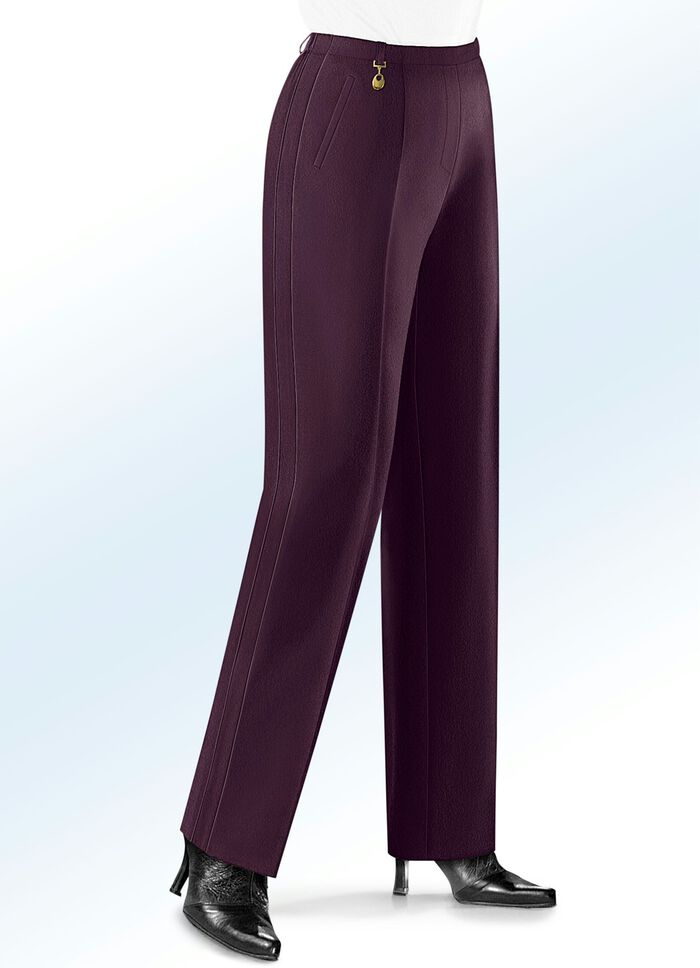 Broek met lichte flare AUBERGINE
