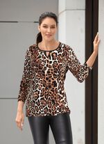 Shirt met trendy dierenbontdesign BEIGE-ZWART-ECRU