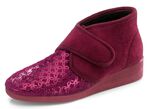 Klittenband pantoffels gemaakt van velours materiaal BORDEAUX