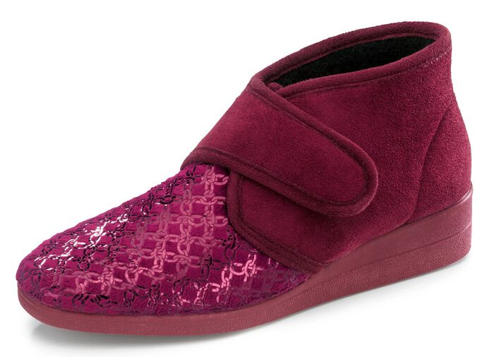 Klittenband pantoffels gemaakt van velours materiaal BORDEAUX