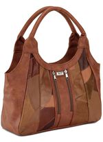 Nappaleer tas met patchwork COGNAC