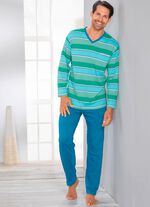 Pyjama met V-hals en open boorden aan de pijpen 