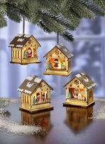 Verlicht kerstmarkttafereel, 4 delen 