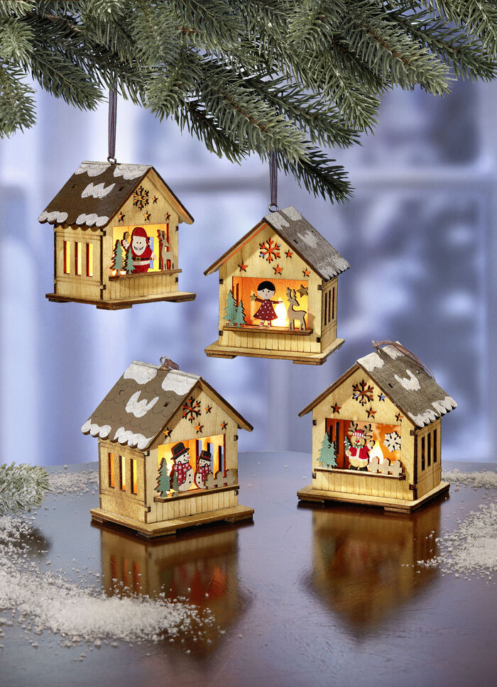 Verlicht kerstmarkttafereel, 4 delen 