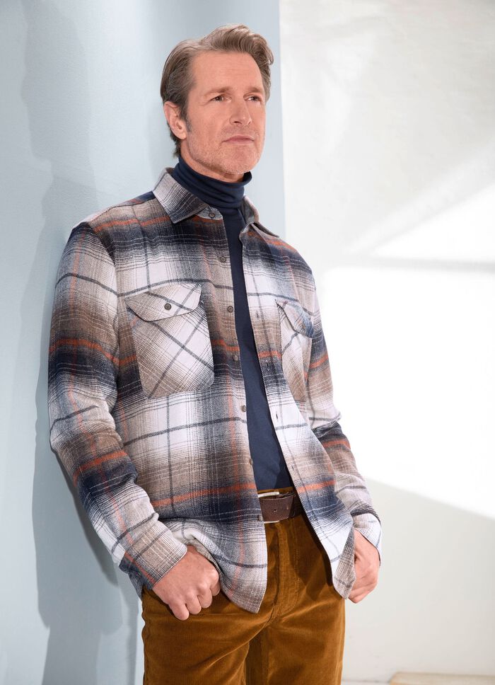 Overshirt "Milano Itali&euml;". ECRU, MARINEBLAUW, TERRACOTTA GERUIT