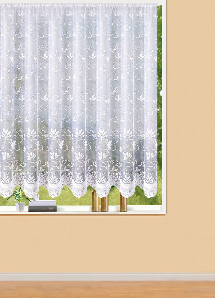 Filigraan bloemengordijn met gebogen uiteinden 