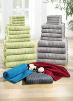 12-delige badhanddoekenset met boorden en ophanglusje 