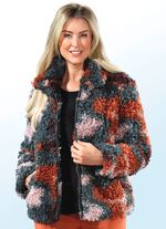 Korte jas met curley-kunstbont 