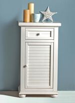 Gedeeltelijk massieve commode, 1 deur, in antiek wit 