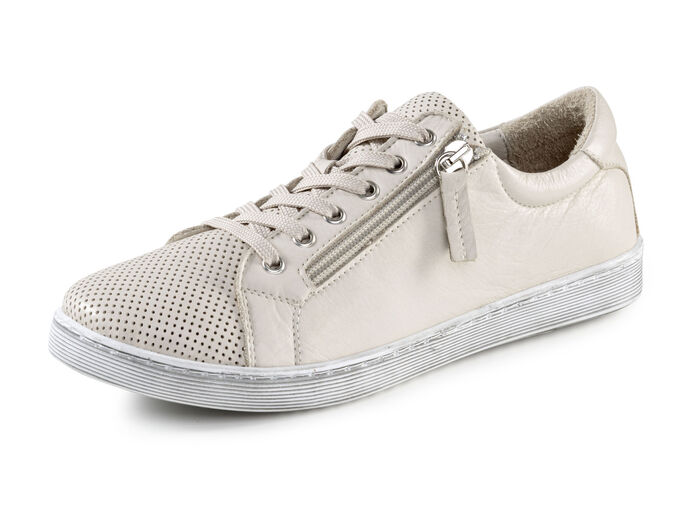 ELENA EDEN veterschoen van gedeeltelijk geperforeerd nappaleer BEIGE