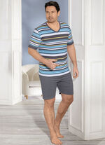 Shorty met V-hals en gestreept design 