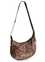 Tas, dames, met verstelbare schouderband met kettingdetail BRUIN-ZWART