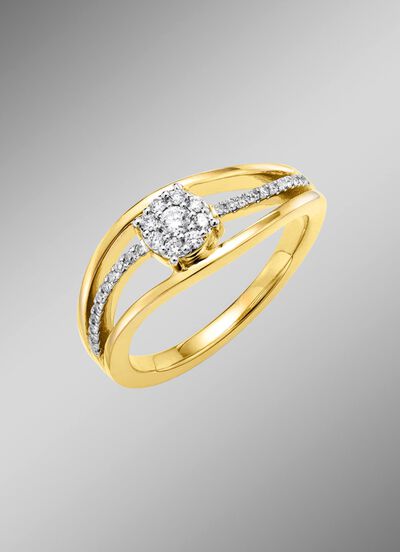 Damesring met diamanten en briljant geslepen diamanten 