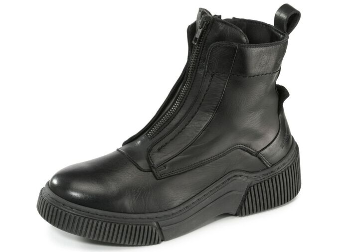 Dragonfly laarsje van nappaleer met decoratieve ritssluiting ZWART