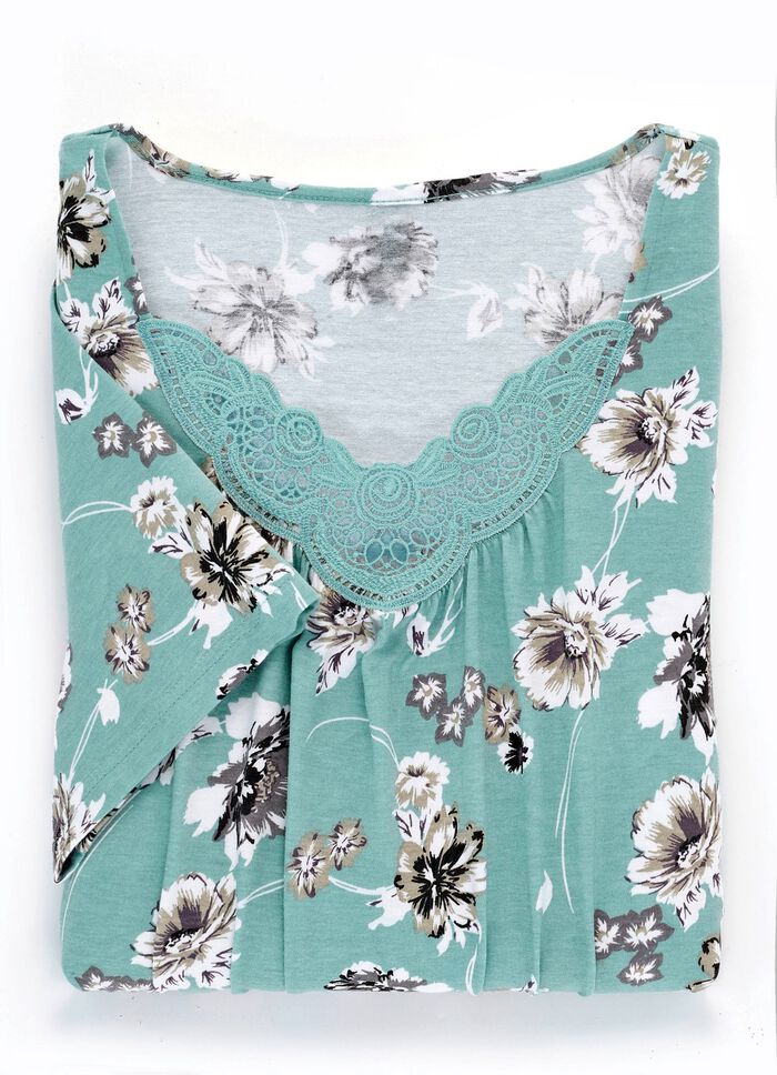 Twee-pack nachthemden tot op de kuit met geborduurd kant 