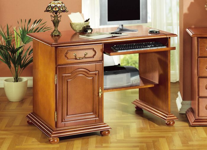 Computerbureau met echt houtfineer KERSENBOOM