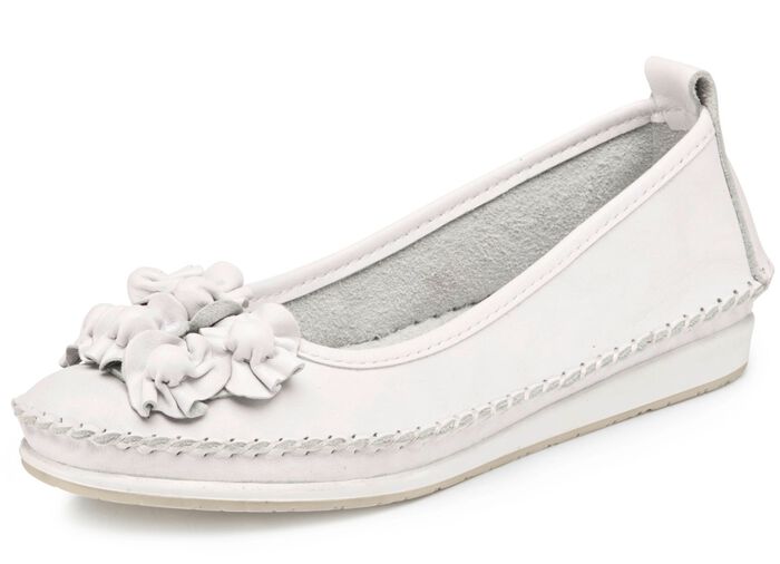 Andrea Conti mocassinpantoffels met brutale leren bloemen WIT