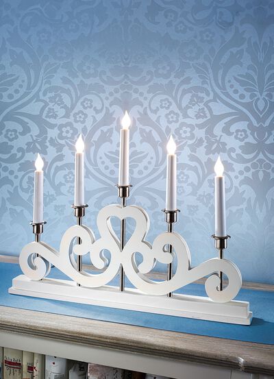 Kandelaar, 5 lichts, gemaakt van hout 