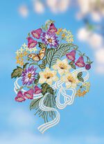 Raamfoto met een boeket bloemen gemaakt van Plauenkant 