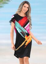 Laurina-jurk met inkjetprint en plooibare mouwen 