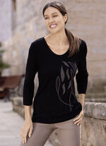 Shirt met 3/4-mouwen ZWART