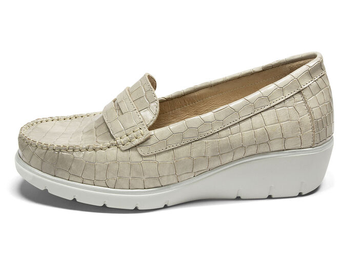 Echte leren mocassin met aloë vera binnenzool TAUPE